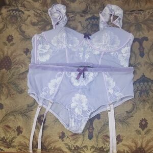 Lilac Bra And Garter Set From Icollection